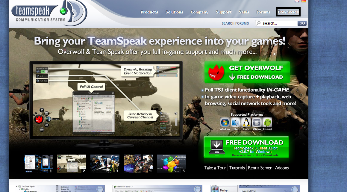 Downloads tab